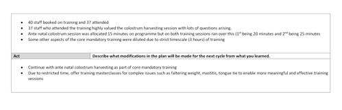 An example of a Plan, Do, Study, Act (PDSA) record (image 2 of 2)