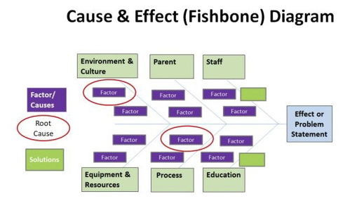 Cause and effect fishbone diagram